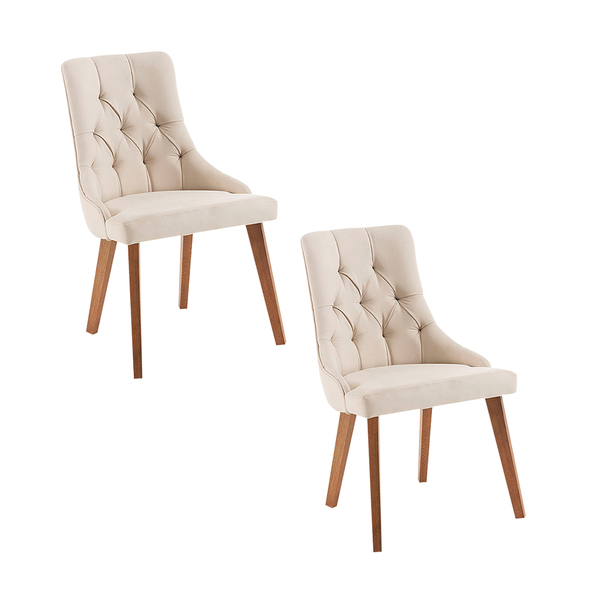 Kit 2 Cadeiras Decorativa Sala De Jantar Tower Linho Bege - G