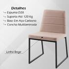 Kit 2 Cadeiras Decorativas Base Aço Preto F36 Linho Dmobiliar