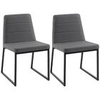 Kit 2 Cadeiras Decorativas Base Aço Preto F36 Linho Dmobiliar