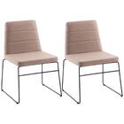 Kit 2 Cadeiras Decorativas Base Aço Preto F40 Linho Dmobiliar