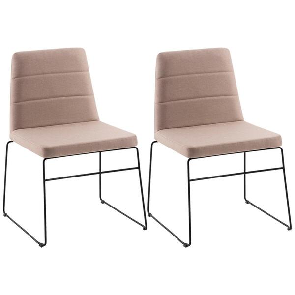 Kit 2 Cadeiras Decorativas Base Aço Preto F40 Linho Dmobiliar