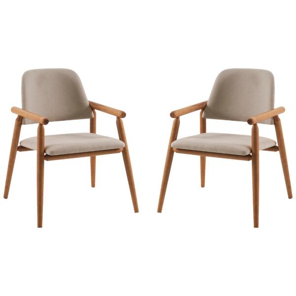 Kit 2 Cadeiras Decorativas Base Tauari 7047 Linho Dmobiliario