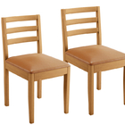 Kit 2 Cadeiras Decorativas Jade 02 Courino Base Madeira Maciç