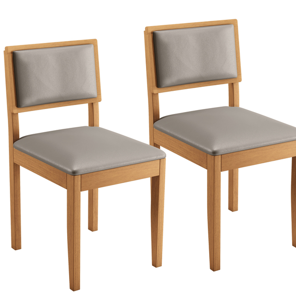 Kit 2 Cadeiras Decorativas Jade 04 Encosto Almofadado Madeira