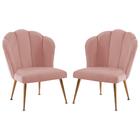 Kit 2 Cadeiras Decorativas Pes Aço Dourado F92 Veludo Dmobili