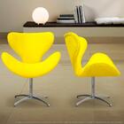 Kit 2 Cadeiras Decorativas Poltronas Egg Amarela Com Base Gir