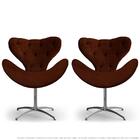 Kit 2 Cadeiras Decorativas Poltronas Egg Com Capitonê Marrom