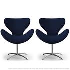 Kit 2 Cadeiras Decorativas Poltronas Egg Marinho Base Giratór