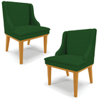 Kit 2 Cadeiras Decorativas Sala De Jantar Base Fixa De Madeir