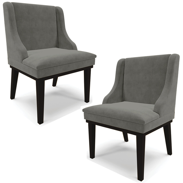 Kit 2 Cadeiras Decorativas Sala De Jantar Base Fixa De Madeir