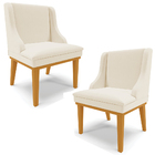 Kit 2 Cadeiras Decorativas Sala De Jantar Base Fixa De Madeir