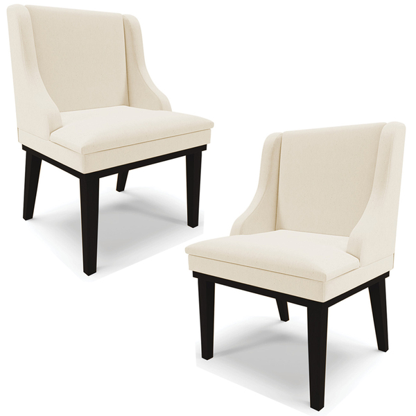 Kit 2 Cadeiras Decorativas Sala De Jantar Base Fixa De Madeir