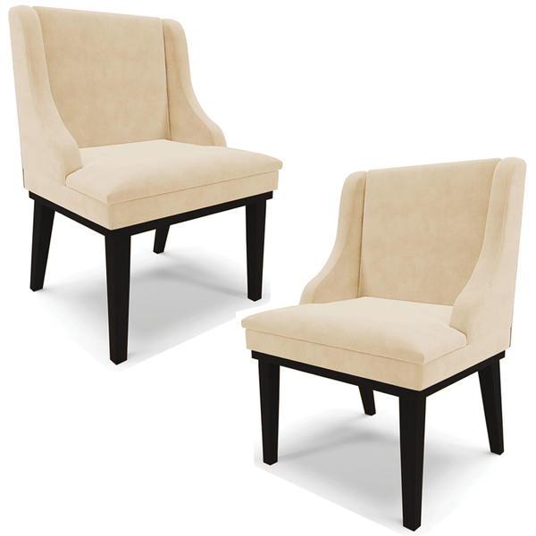 Kit 2 Cadeiras Decorativas Sala De Jantar Base Fixa De Madeir