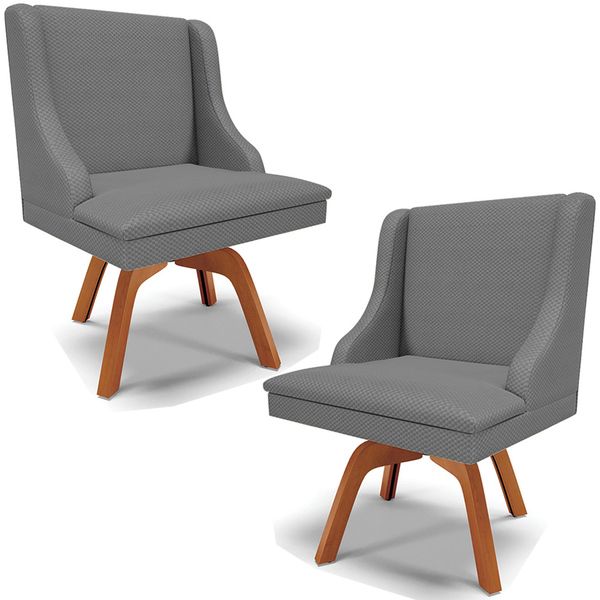 Kit 2 Cadeiras Decorativas Sala De Jantar Base Giratória De M