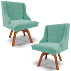 Kit 2 Cadeiras Decorativas Sala De Jantar Base Giratória De M