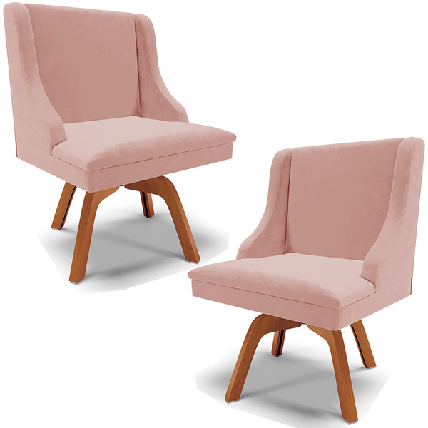 Kit 2 Cadeiras Decorativas Sala De Jantar Base Giratória De M