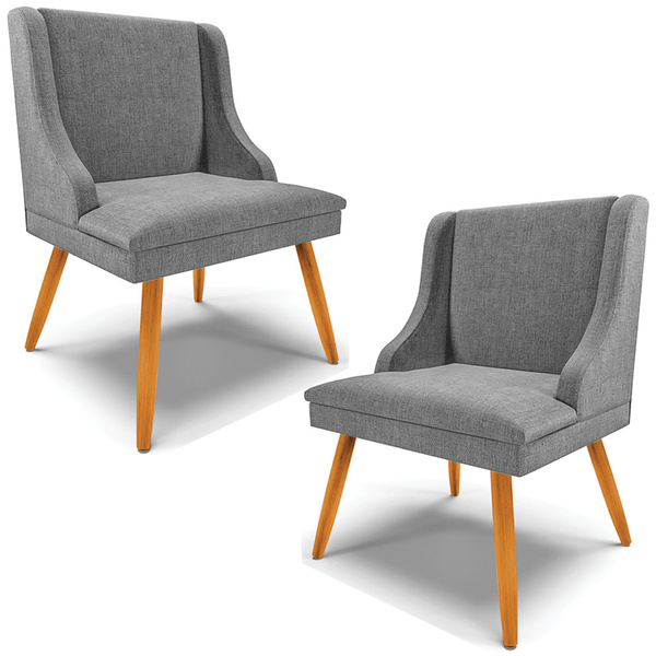 Kit 2 Cadeiras Decorativas Sala De Jantar Pés Palito De Madei