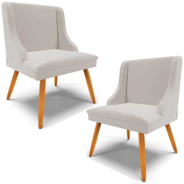 Kit 2 Cadeiras Decorativas Sala De Jantar Pés Palito De Madei