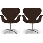Kit 2 Cadeiras Decorativas Tulipa Marrom Base Giratória