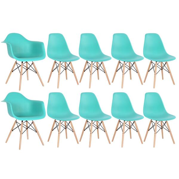 Kit 2 Cadeiras Eames Daw Com Braços + 8 Cadeiras Eiffel Dsw -