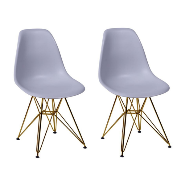 Kit 2 Cadeiras Eames Design Eiffel Jantar Cinza Ferro Cobre