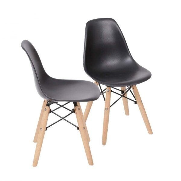 Kit 2 Cadeiras Eames Dkr Base Madeira  Preto