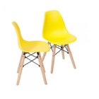 Kit 2 Cadeiras Eames Dkr Base Madeira Yescasa Amarelo