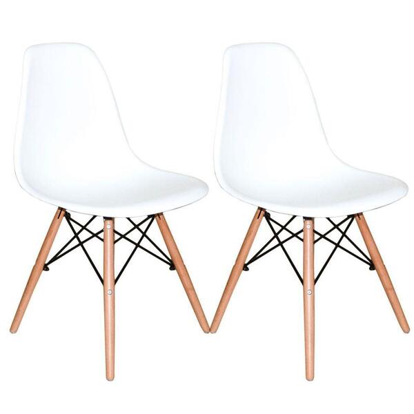 Kit 2 Cadeiras Eames Em Madeira E Pp Brancas