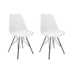 Kit 2 Cadeiras Eames Leda Design Estofada Branca Tower Preto