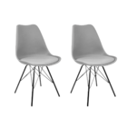 Kit 2 Cadeiras Eames Leda Design Estofada Cinza Tower Preto