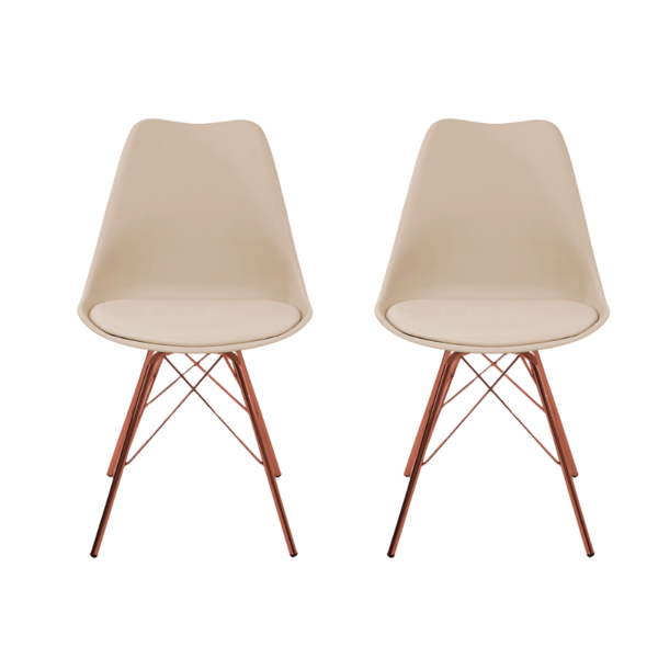 Kit 2 Cadeiras Eames Leda Design Estofada Fendi Tower Cobre
