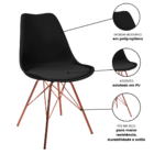 Kit 2 Cadeiras Eames Leda Design Estofada Preta Tower Cobre