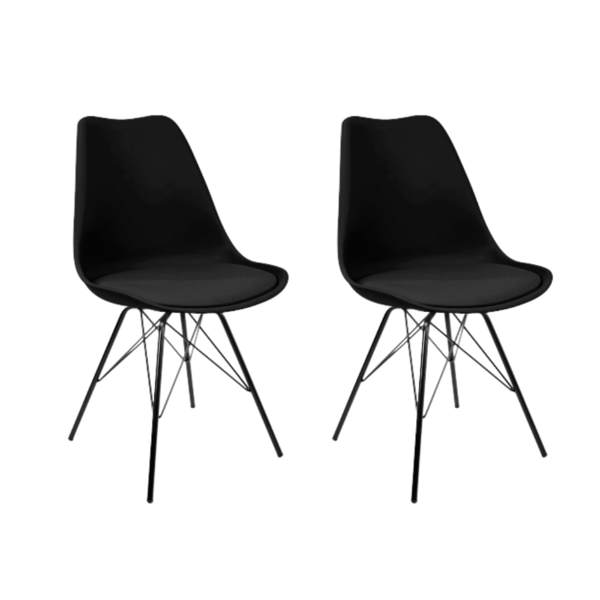 Kit 2 Cadeiras Eames Leda Design Estofada Preta Tower Preto
