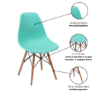 Kit 2 Cadeiras Eames Wood Design Eiffel Jantar Azul Tiffany