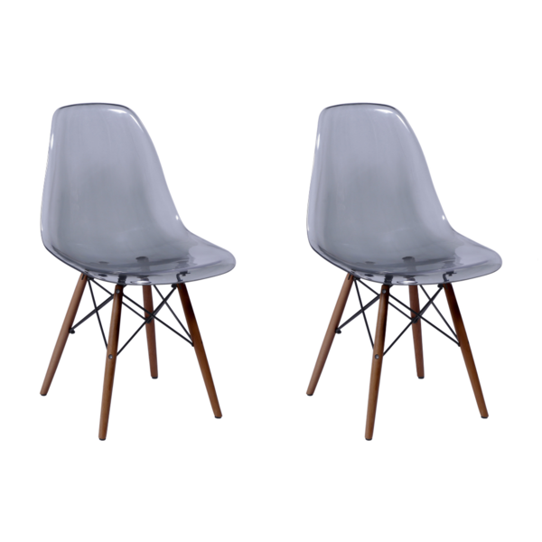 Kit 2 Cadeiras Eames Wood Design Eiffel Jantar Fume
