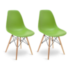 Kit 2 Cadeiras Eames Wood Design Eiffel Jantar Verde Musgo