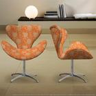 Kit 2 Cadeiras Egg Floral Marrom E Laranja Poltrona Decorativ