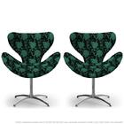 Kit 2 Cadeiras Egg Floral Verde E Preto Poltrona Decorativa C