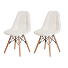Kit 2 Cadeiras Eiffel Botonê Eames DSW Branca Base Madeira