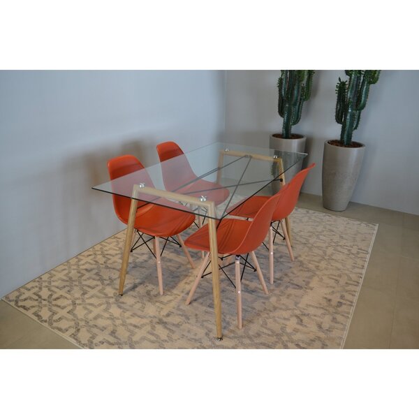 Kit 2 Cadeiras Eiffel Pp Base Madeira  Laranja Telha