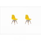Kit 2 Cadeiras Eiffel Pp Base Madeira Amarelo