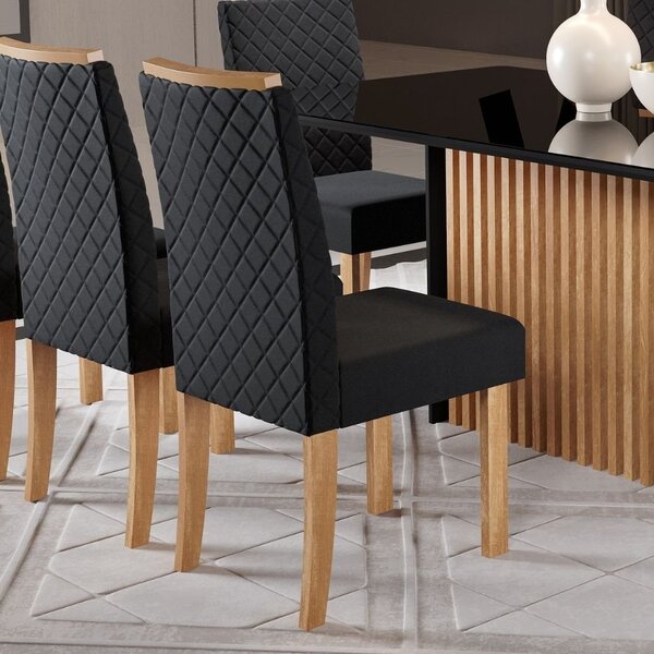 Kit 2 Cadeiras Elegance Espaldar Mel Lm Vel Preto Mel/preto