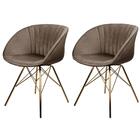 Kit 2 Cadeiras Eleonora Rivatti Em Veludo Camurça Base Aço Cr