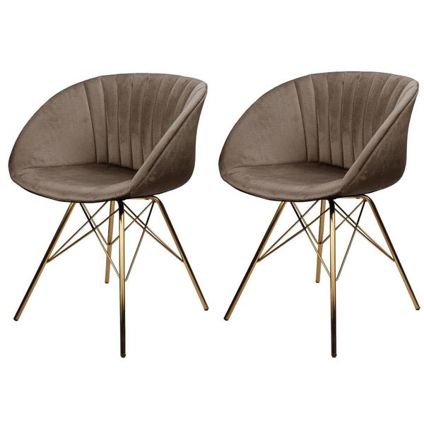 Kit 2 Cadeiras Eleonora Rivatti Em Veludo Camurça Base Aço Cr