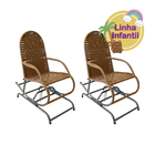 Kit 2 Cadeiras Em Junco De Balanço Infantil Varanda/area Argi