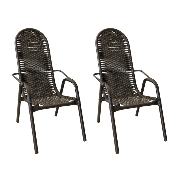 Kit 2 Cadeiras Em Junco Para Varanda/area Luxo Adulto Preto F