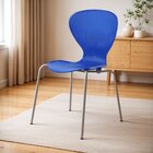 Kit 2 Cadeiras Empilháveis Base Aço Tubular Flash Azul