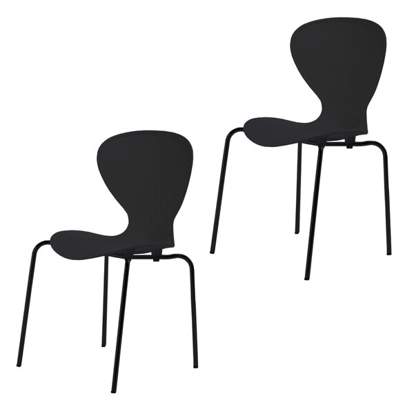 Kit 2 Cadeiras Empilháveis Base Aço Tubular Flash Preto
