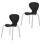 Kit 2 Cadeiras Empilháveis Base Aço Tubular Flash Preto/prata