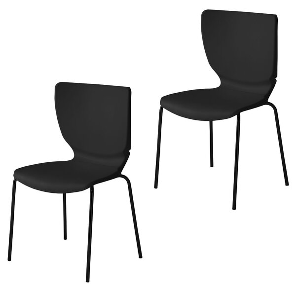 Kit 2 Cadeiras Empilháveis Base Aço Tubular Mono Preto